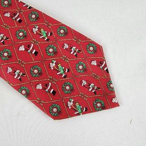 John Henry Christmas Santa Clause Golf Silk Mens Tie Red Vintage